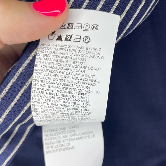 Les Copains Navy Stripe One Button Blazer Size 46 (M) - Picture 7 of 15